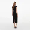 Black Wool Crepe Midi Dress