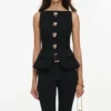 Black Wool Crepe Top