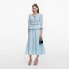 Blue 3D Flower Chiffon Midi Dress Blue 3D Flower Chiffon Midi Dress