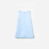 Blue Bonded Satin 3D Flower Dress