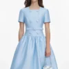 Blue Button Front Taffeta Midi Dress Blue Button Front Taffeta Midi Dress