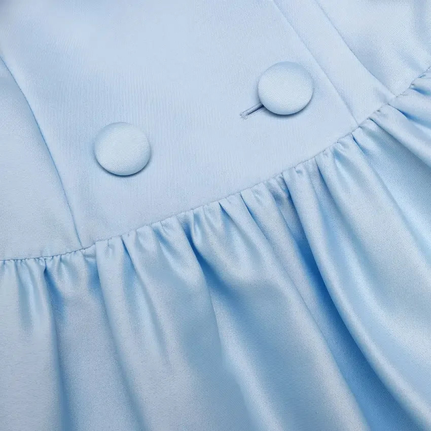 Blue Button Front Taffeta Midi Dress Blue Button Front Taffeta Midi Dress