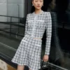 Blue Check Knit Cardigan