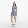 Blue Check Knit Mini Dress Blue Check Knit Mini Dress
