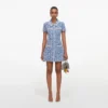 Blue Collared Textured Denim Mini Dress Blue Collared Textured Denim Mini Dress
