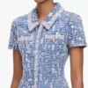 Blue Collared Textured Denim Mini Dress Blue Collared Textured Denim Mini Dress