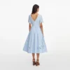 Blue Cotton Embroidered Midi Dress Blue Cotton Embroidered Midi Dress
