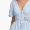 Blue Cotton Embroidered Midi Dress Blue Cotton Embroidered Midi Dress