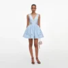Blue Cotton Embroidered Mini Dress Blue Cotton Embroidered Mini Dress