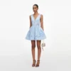 Blue Cotton Embroidered Mini Dress Blue Cotton Embroidered Mini Dress
