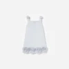 Blue Crepe Flower Dress