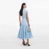 Blue Crepe Lace Midi Dress Blue Crepe Lace Midi Dress