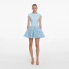 Blue Crepe Lace Mini Dress Blue Crepe Lace Mini Dress