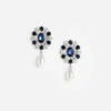 Blue Crystal Pearl Droplet Earring Blue Crystal Pearl Droplet Earring