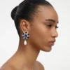 Blue Crystal Pearl Droplet Earring Blue Crystal Pearl Droplet Earring