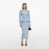 Blue Crystal Trim Knit Midi Dress Blue Crystal Trim Knit Midi Dress
