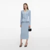 Blue Crystal Trim Knit Midi Dress Blue Crystal Trim Knit Midi Dress