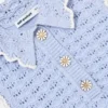 Blue Daisy Trim Pointelle Knitted Dress
