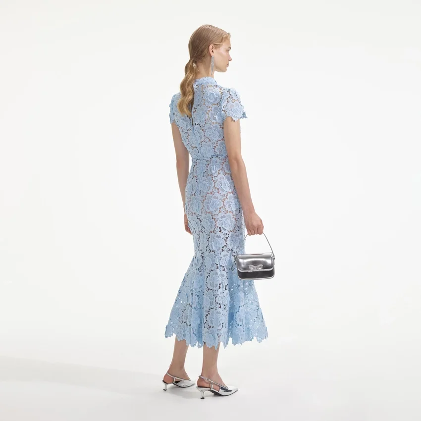 Blue Flower Lace Midi Dress Blue Flower Lace Midi Dress