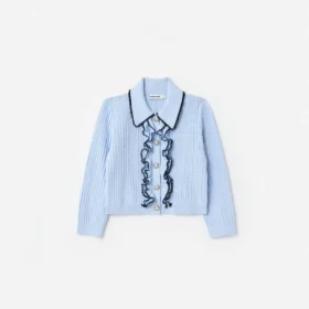 Blue Frill Trim Cardigan