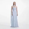 Blue Georgette Flower Maxi Dress Blue Georgette Flower Maxi Dress