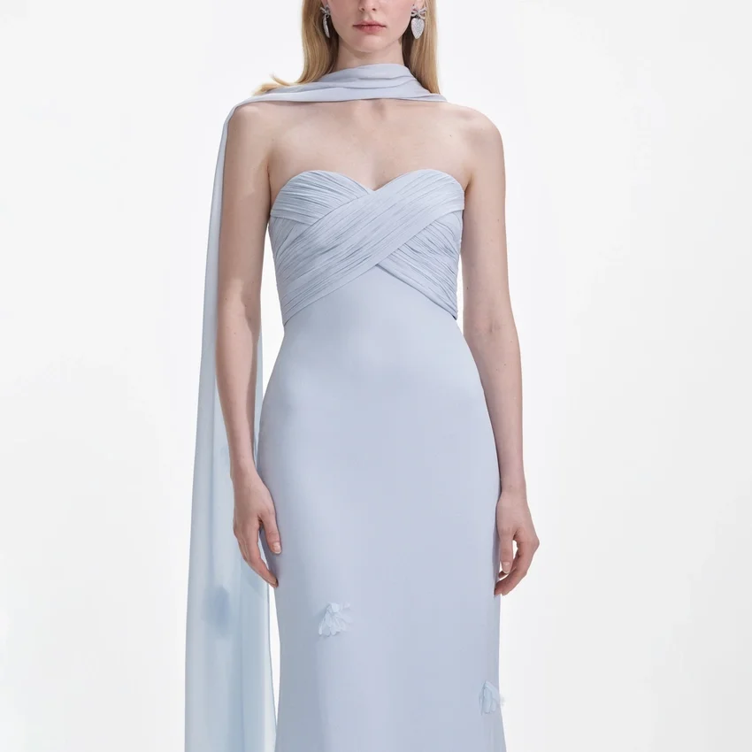 Blue Georgette Flower Maxi Dress Blue Georgette Flower Maxi Dress
