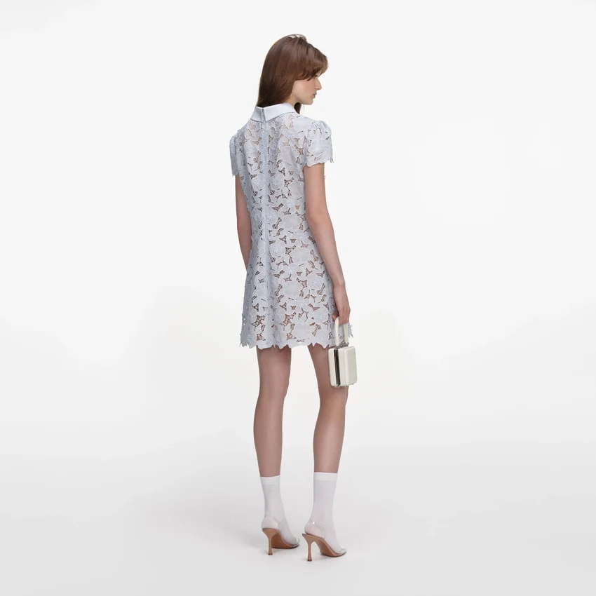 Blue Guipure Lace Mini Dress Blue Guipure Lace Mini Dress