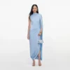 Blue Jersey Draped Maxi Dress Blue Jersey Draped Maxi Dress