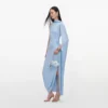 Blue Jersey Draped Maxi Dress Blue Jersey Draped Maxi Dress
