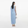 Blue Jersey Draped Maxi Dress Blue Jersey Draped Maxi Dress