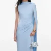 Blue Jersey Draped Maxi Dress Blue Jersey Draped Maxi Dress