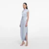 Blue Jersey Gathered Midi Dress Blue Jersey Gathered Midi Dress