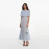 Blue Lace Cape Midi Dress Blue Lace Cape Midi Dress