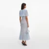 Blue Lace Cape Midi Dress Blue Lace Cape Midi Dress