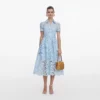 Blue Lace Collared Midi Dress Blue Lace Collared Midi Dress