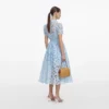 Blue Lace Collared Midi Dress Blue Lace Collared Midi Dress