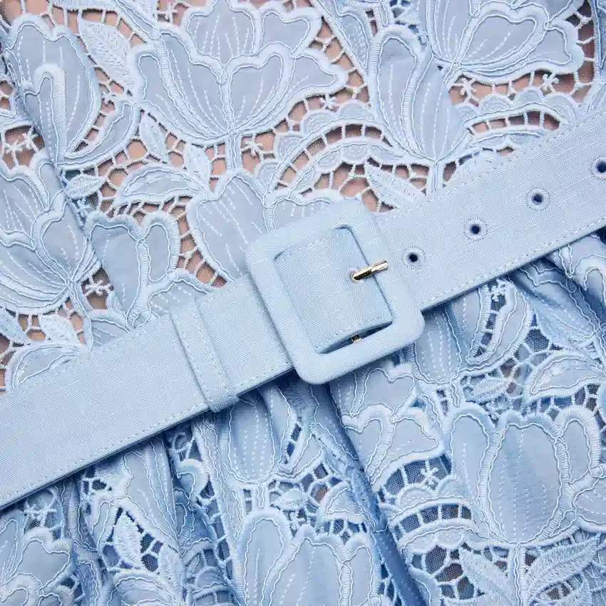 Blue Lace Peplum Midi Dress Blue Lace Peplum Midi Dress
