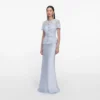 Blue Lace Satin Maxi Dress Blue Lace Satin Maxi Dress