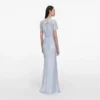 Blue Lace Satin Maxi Dress Blue Lace Satin Maxi Dress