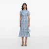 Blue Lace Tie Neck Midi Dress Blue Lace Tie Neck Midi Dress
