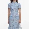 Blue Lace Tie Neck Midi Dress Blue Lace Tie Neck Midi Dress