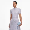 Blue Oval Crystal Chain Clutch Bag