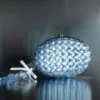 Blue Oval Crystal Chain Clutch Bag