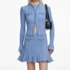Blue Pearl Trim Knit Mini Skirt