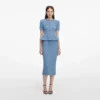 Blue Peplum Knit Midi Dress Blue Peplum Knit Midi Dress