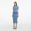 Blue Peplum Knit Midi Dress Blue Peplum Knit Midi Dress