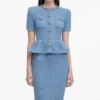 Blue Peplum Knit Midi Dress Blue Peplum Knit Midi Dress