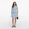 Blue Pointelle Peplum Knit Mini Dress Blue Pointelle Peplum Knit Mini Dress