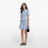 Blue Pointelle Peplum Knit Mini Dress Blue Pointelle Peplum Knit Mini Dress