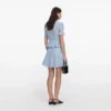 Blue Pointelle Peplum Knit Mini Dress Blue Pointelle Peplum Knit Mini Dress
